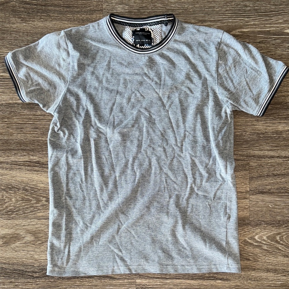 Alfani Gray Short Sleeve Tee with Black Trim